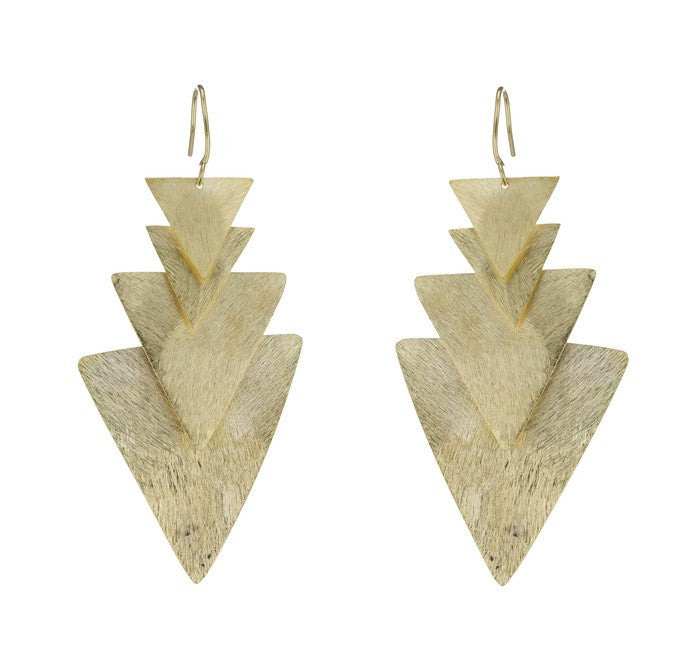 Triangle Tiered Earrings in Gold