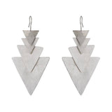 Triangle Tiered Earrings in Rhodium