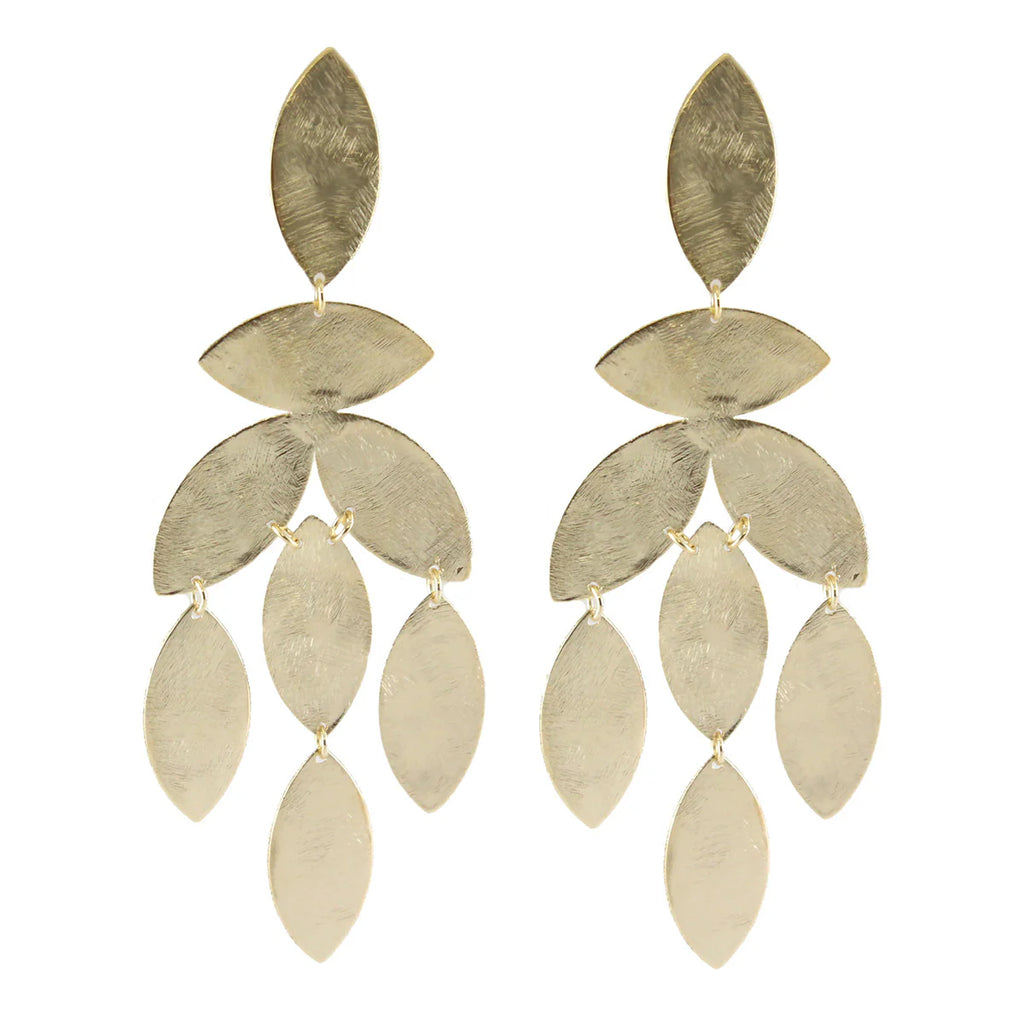 Uptown Strut Marcia Moran Magnolia Marquise Chandelier Earrings in Gold 1