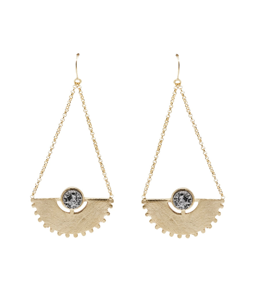 Uptown Strut® Marcia Moran Druzy Eye Gold Drip Earrings