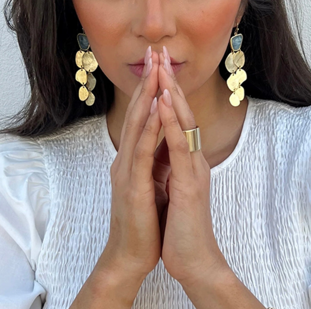 Blue Sapphire Gold Chandelier Earrings