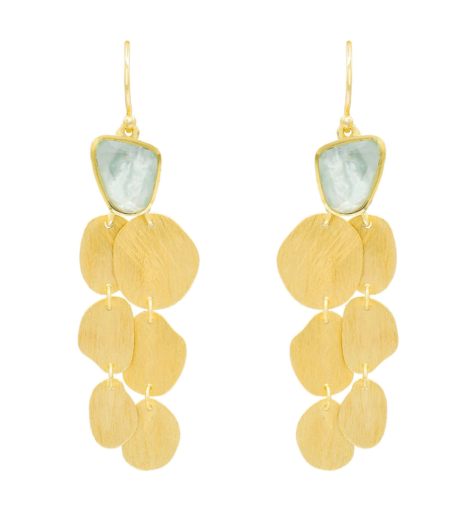 Aqua Gold Chandelier Earrings