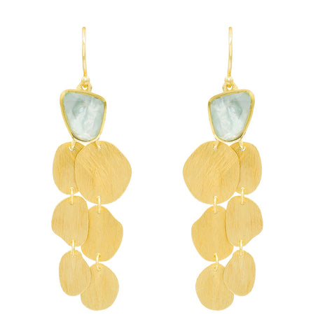 Aqua Gold Chandelier Earrings