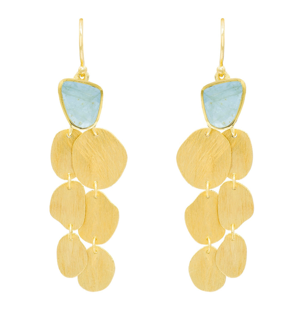 Aquamarine Gold Chandelier Earrings