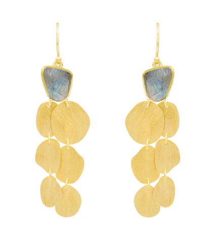 Labradorite Gold Chandelier Earrings