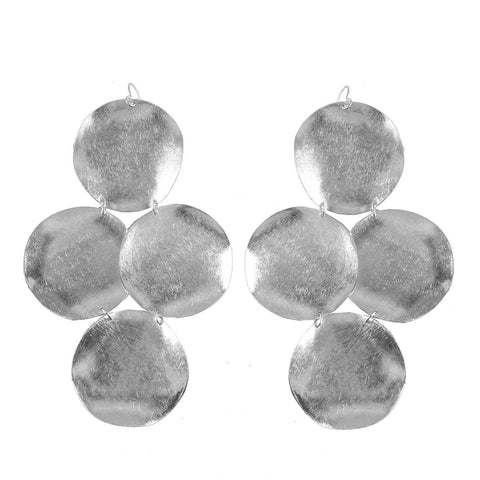 Large Disc Earrings in Rhodium
