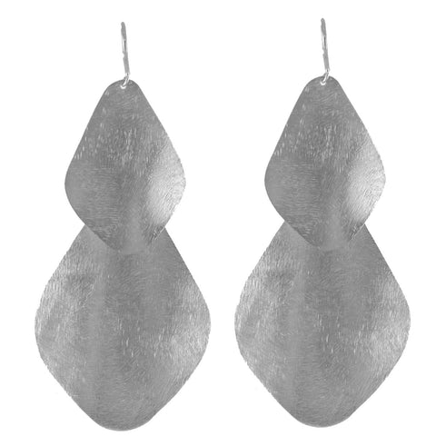 Double Bent Leaf Chandelier Earrings in Rhodium