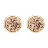 Round Stud Gold with Rose Gold Druzy Earrings